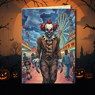 Happy halloween Spooky Clown Kort