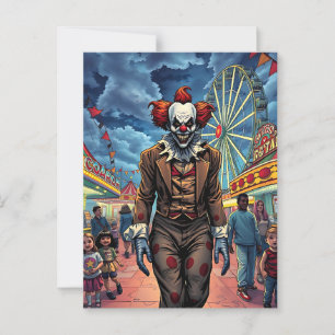 Happy halloween Spooky Clown Vykort