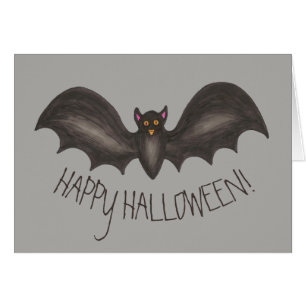 Happy halloween Spooky Flies Black Fladdermus Hälsningskort