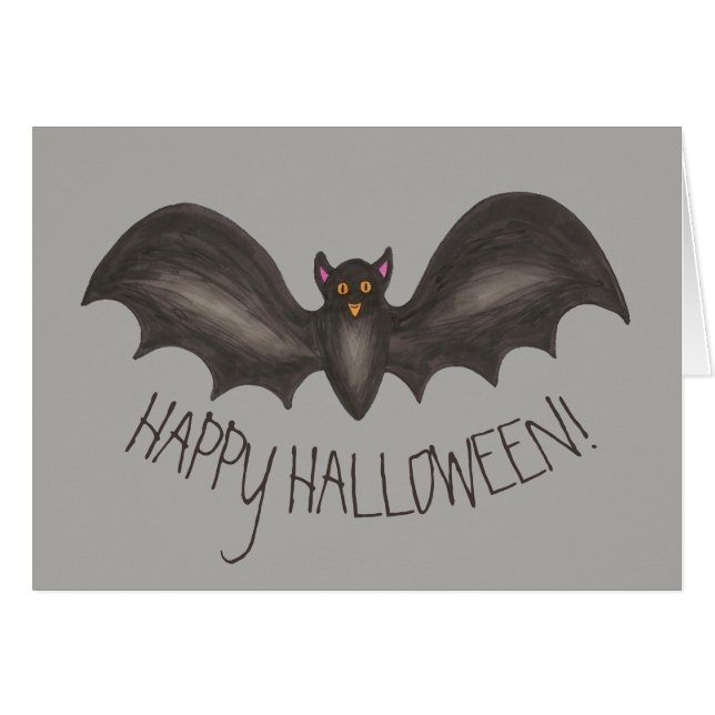 Happy halloween Spooky Flies Black Fladdermus Hälsningskort (Framsidan Horizontal)