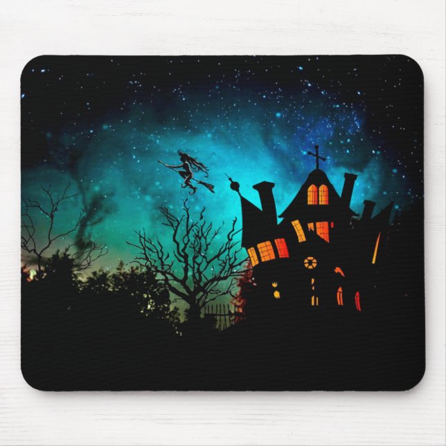 Happy halloween Spooky Flies Witch Mousepad Musmatta (Framsidan)