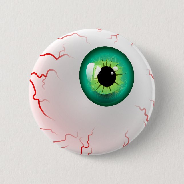 Happy halloween! Spooky Grönt Eyeball Knapp (Framsida)