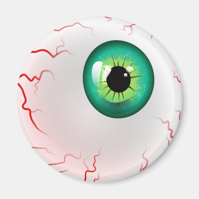 Happy halloween! Spooky Grönt Eyeball Magnet (Framsidan)
