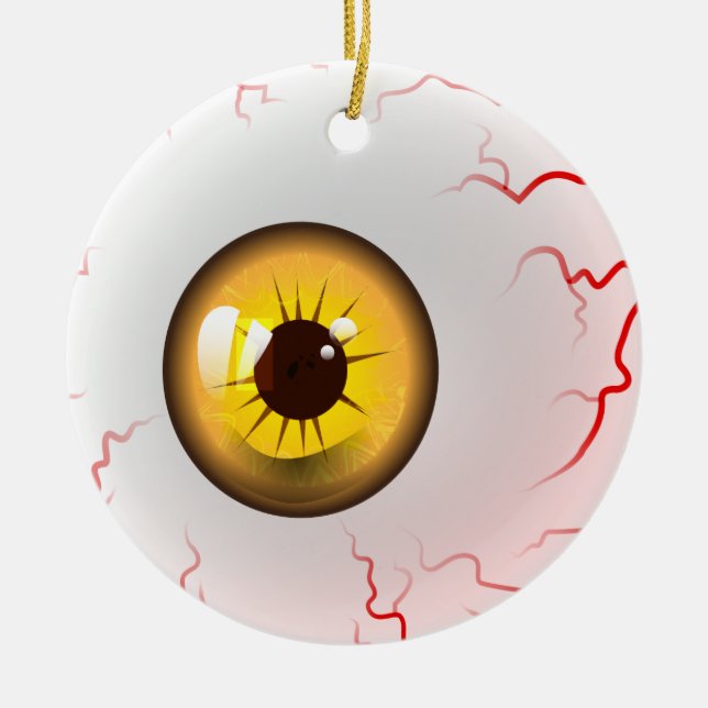 Happy halloween! Spooky Gult Eyeball Julgransprydnad Keramik (Framsidan)