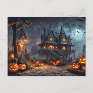Happy halloween Spooky Haunted Dwelling Vykort