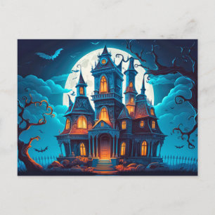 Happy halloween Spooky Haunted House Vykort