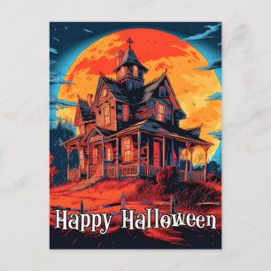 Happy halloween Spooky Haunted House Vykort