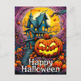 Happy halloween | Spooky Haunted House Vykort