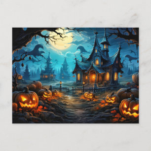 Happy halloween Spooky Haunted Manor Vykort