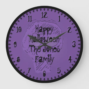 Happy halloween Spooky Lettering Black/Lila Stor Klocka