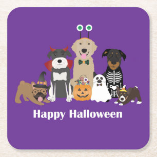 Happy halloween Spooky Pet Costumes Underlägg Papper Kvadrat