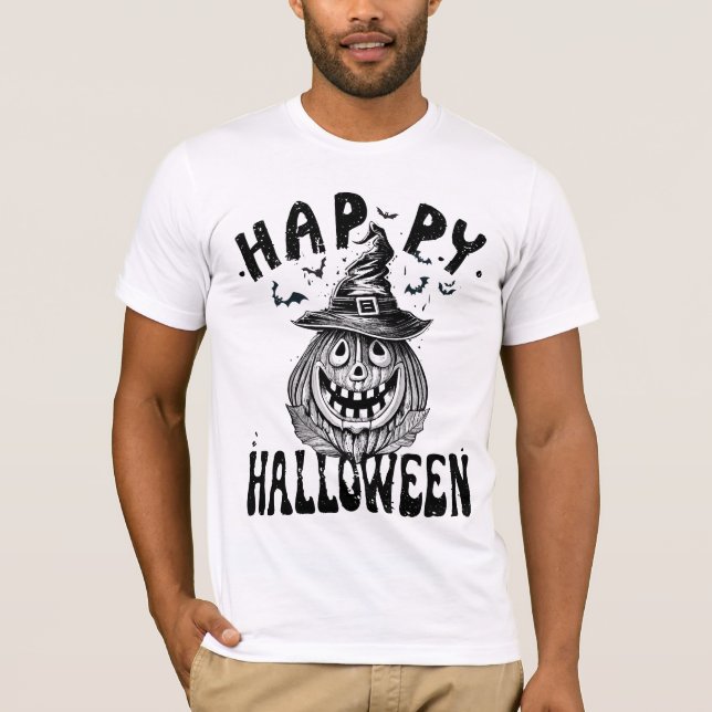 Happy halloween, Spooky pumkin med hatt T Shirt (Framsida)