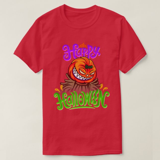Happy Halloween Spooky Pumpkin Jack O Lantern  T Shirt (Design framsida)