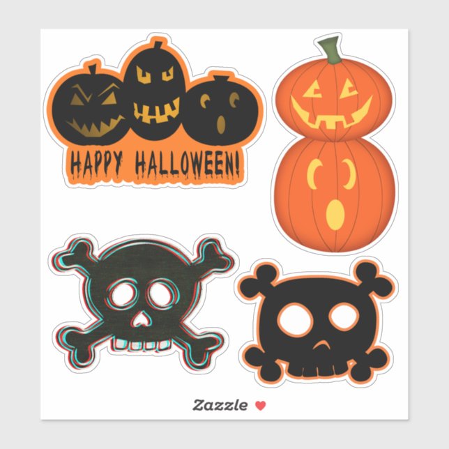 Happy halloween Spooky Pumpkins Skullies Klistermärken (Ark)