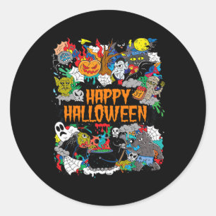 Happy halloween Spooky Retro Runt Klistermärke