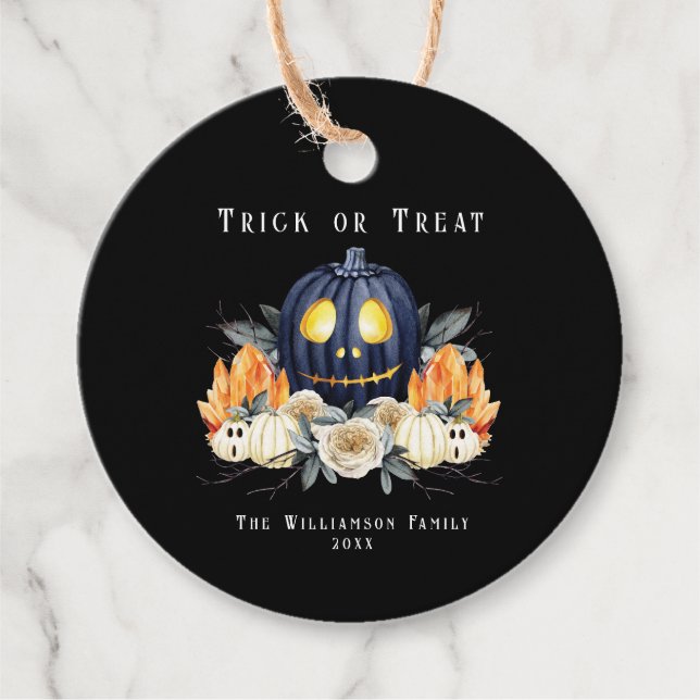 Happy halloween Spooky Samhain Pumpkins Crystals Gåvor Etiketter (Framsida)