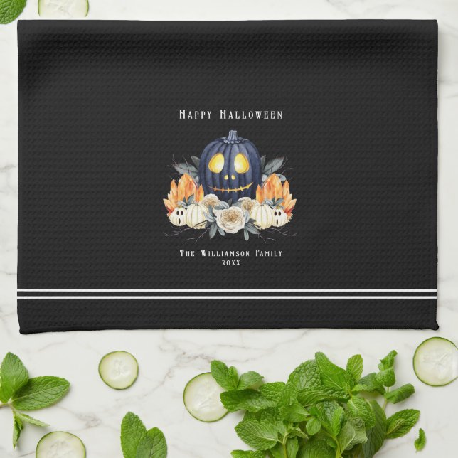 Happy halloween Spooky Samhain Pumpkins Crystals Kökshandduk (Vikta)