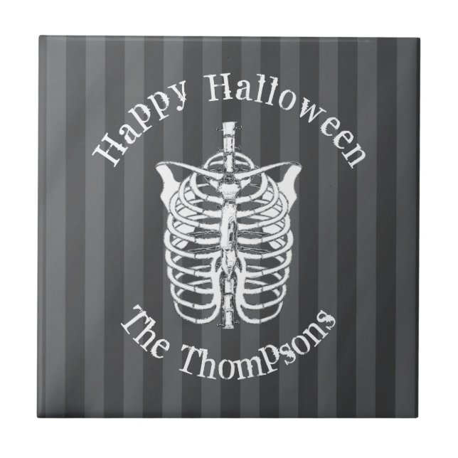 Happy halloween Spooky Scary Skeleton Simple Kakelplatta (Framsidan)