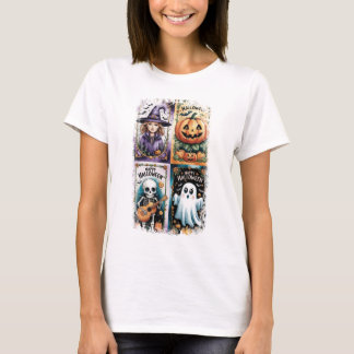 Happy halloween Spooky Season Witch Skeleton Ghost T Shirt