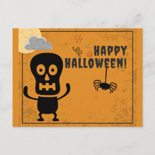 Happy halloween Spooky Skeleton Spider Vykort