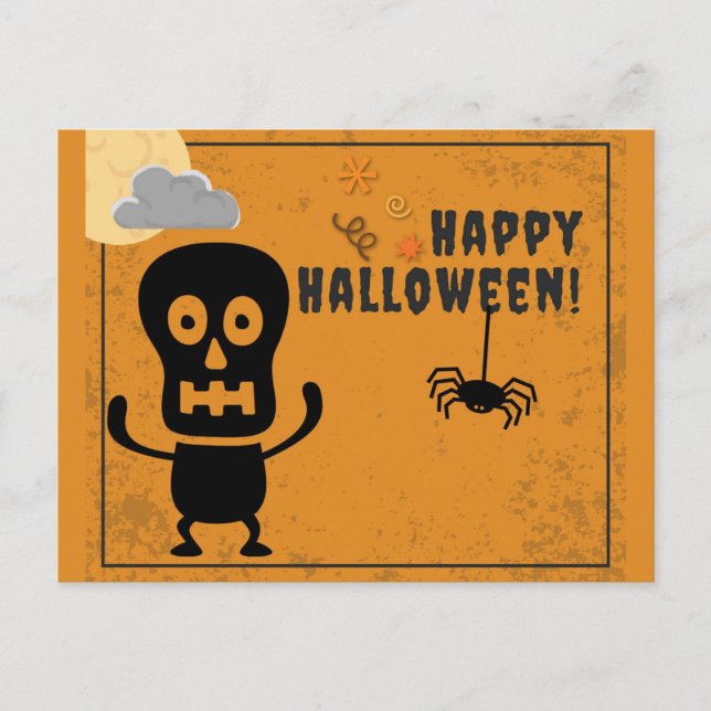 Happy halloween Spooky Skeleton Spider Vykort (Framsida)