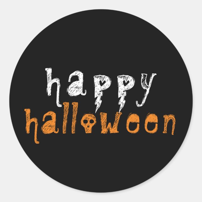 Happy halloween Spooky Sticker Runt Klistermärke (Framsida)