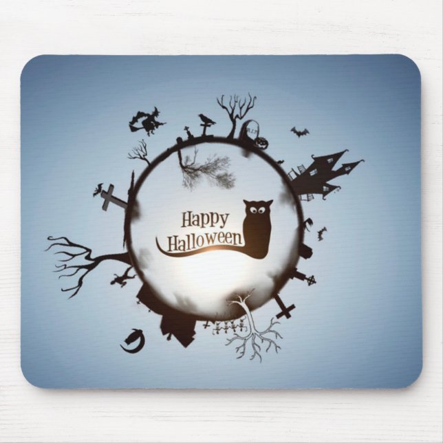 Happy halloween Spooky Uggla Mousepad Musmatta (Framsidan)