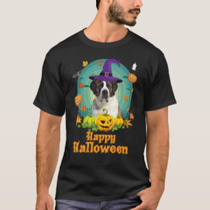 Happy halloween St Bernard Hund Pumpkin Witch Ghos T Shirt