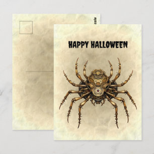 Happy halloween Steampunk Spider Vykort