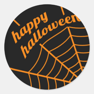 Happy halloween Stickers med Spindelnät Runt Klistermärke