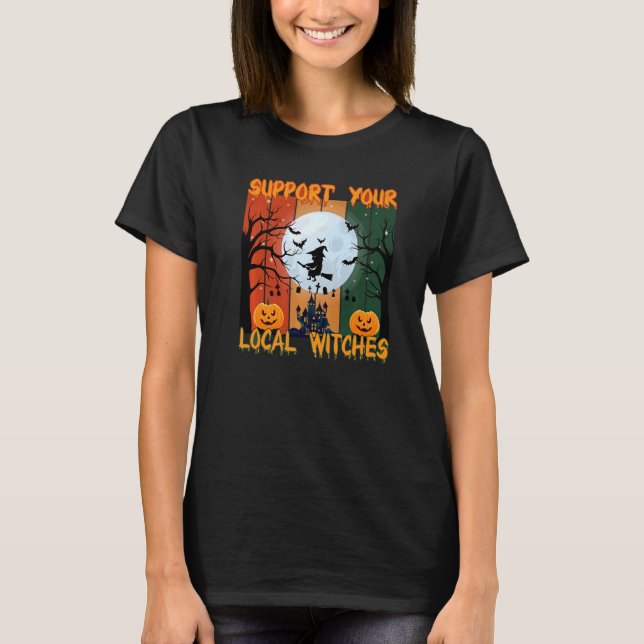 HAPPY HALLOWEEN STÖDER DITT LOKALA VITTON T SHIRT (Framsida)