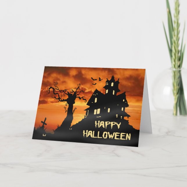 Happy halloween-styrt huskort kort (Framsida)