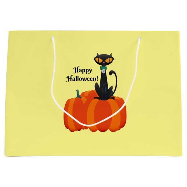 Happy halloween, svart katt/pumpa, (Framsidan)
