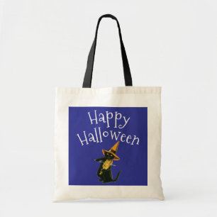 Happy halloween, svart katt tygkasse