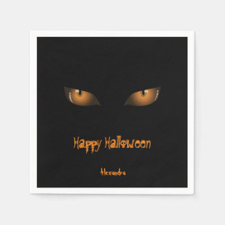 Happy halloween | Svart Orange Cat Öga Pappersservett