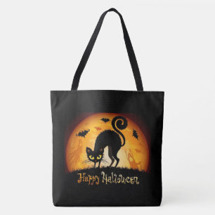 Happy halloween Svarta katter och Fladdermus Tygkasse