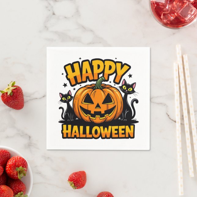 Happy halloween Svarta katter Pappersservett (Insitu)