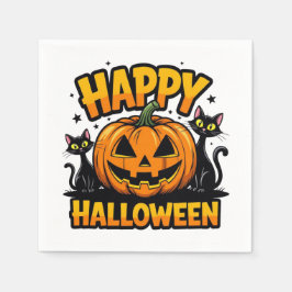 Happy halloween Svarta katter Pappersservett