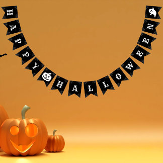 Happy halloween Svarta och vita Spindelnätet Mönst Vimplar