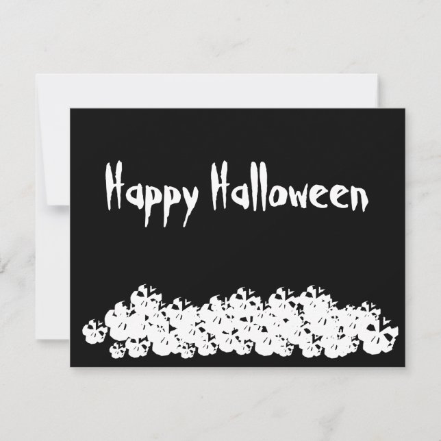 Happy halloween svarta vita skelett roliga kort (Framsida)