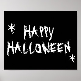 Happy halloween svartvit läsktypografi-dekaler poster