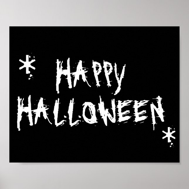 Happy halloween svartvit läsktypografi-dekaler poster (Framsidan)