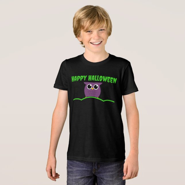 Happy halloween T-Shirt med Cute Uggla (Framsida Full)