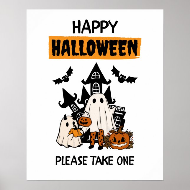 Happy halloween - Ta ett godisporchtecken Poster (Framsidan)