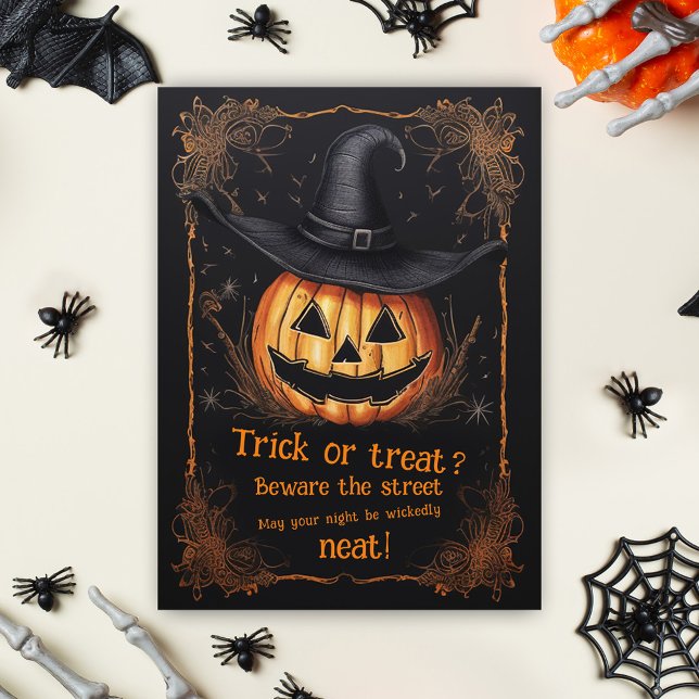 Happy halloween-taloky Bus eller godis Hälsning Kort (Funny Halloween Quote Trick Or Treat Greeting Card)