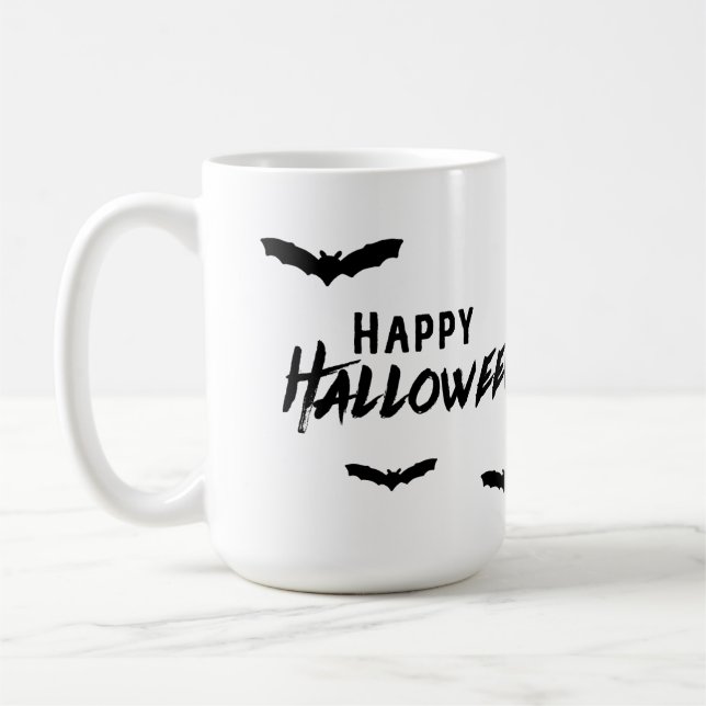 Happy halloween-taloky Haunted Fladdermus Kaffemugg (Vänster)