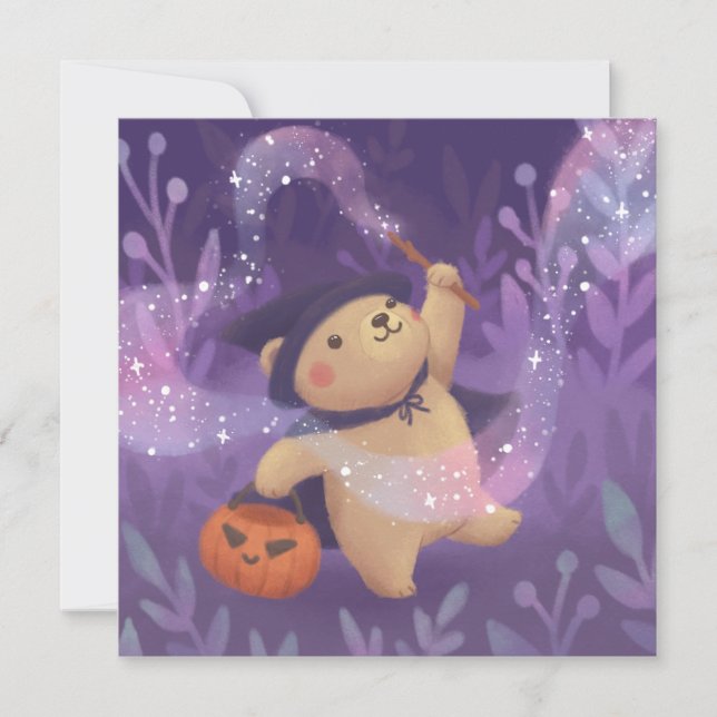 Happy halloween: Teddy Witch Inbjudningar (Framsida)