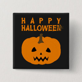 Happy halloween Text och Pumpkin på Black Button Knapp