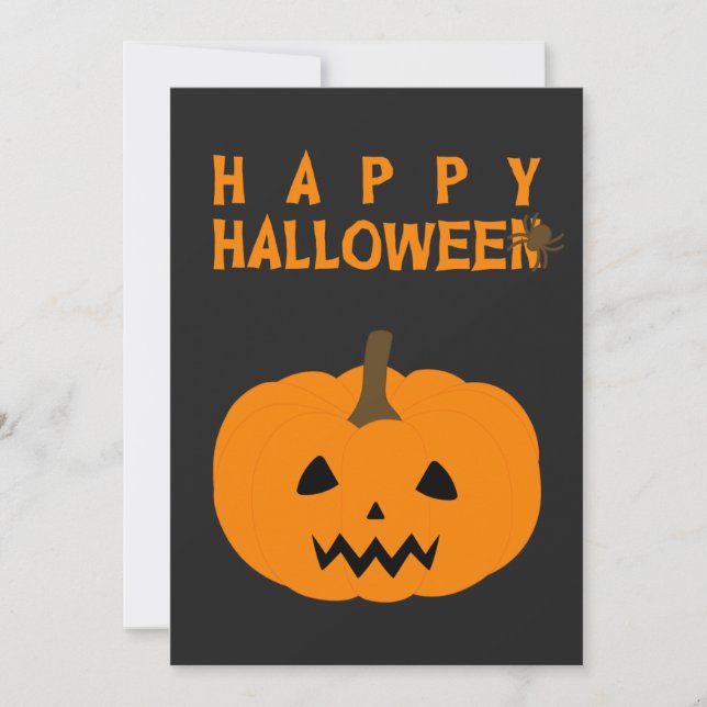 Happy halloween Text och Pumpkin på Black Kort (Framsida)