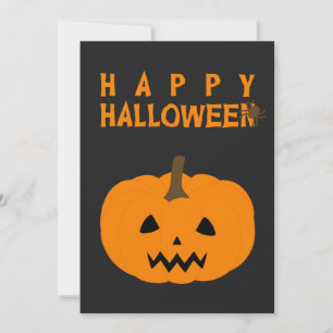 Happy halloween Text och Pumpkin på Black Kort